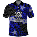 Personalised Canterbury-Bankstown Bulldogs Polo Shirt Polynesian Tribal Pattern With Rugby Bulldog Mascot Art
