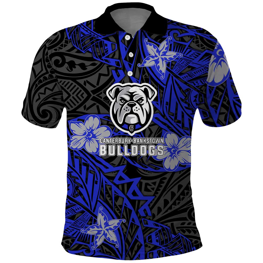 Personalised Canterbury-Bankstown Bulldogs Polo Shirt Polynesian Tribal Pattern With Rugby Bulldog Mascot Art