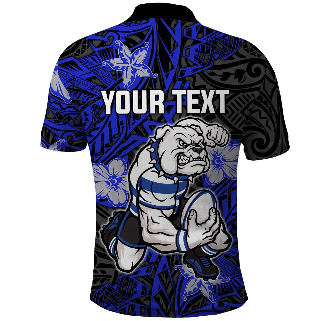 Personalised Canterbury-Bankstown Bulldogs Polo Shirt Polynesian Tribal Pattern With Rugby Bulldog Mascot Art