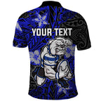 Personalised Canterbury-Bankstown Bulldogs Polo Shirt Polynesian Tribal Pattern With Rugby Bulldog Mascot Art