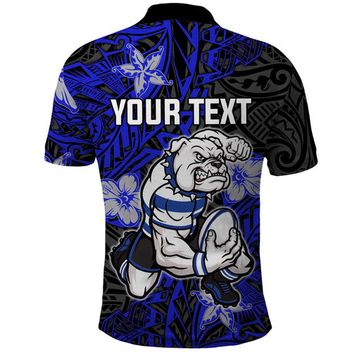 Personalised Canterbury-Bankstown Bulldogs Polo Shirt Polynesian Tribal Pattern With Rugby Bulldog Mascot Art