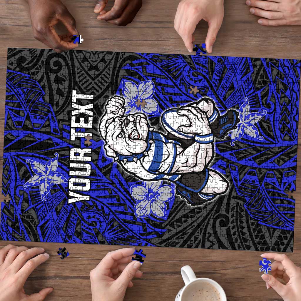 Personalised Canterbury-Bankstown Bulldogs Puzzle Polynesian Tribal Pattern With Rugby Bulldog Mascot Art