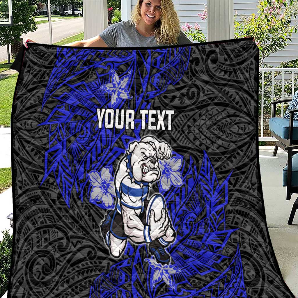 Personalised Canterbury-Bankstown Bulldogs Quilt Polynesian Tribal Pattern With Rugby Bulldog Mascot Art