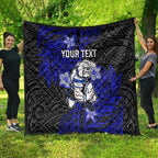 Personalised Canterbury-Bankstown Bulldogs Quilt Polynesian Tribal Pattern With Rugby Bulldog Mascot Art