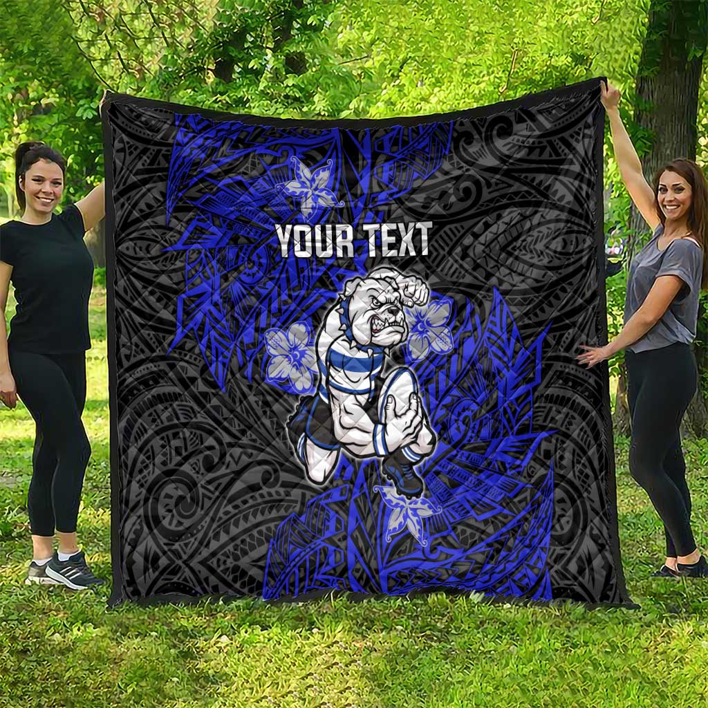 Personalised Canterbury-Bankstown Bulldogs Quilt Polynesian Tribal Pattern With Rugby Bulldog Mascot Art