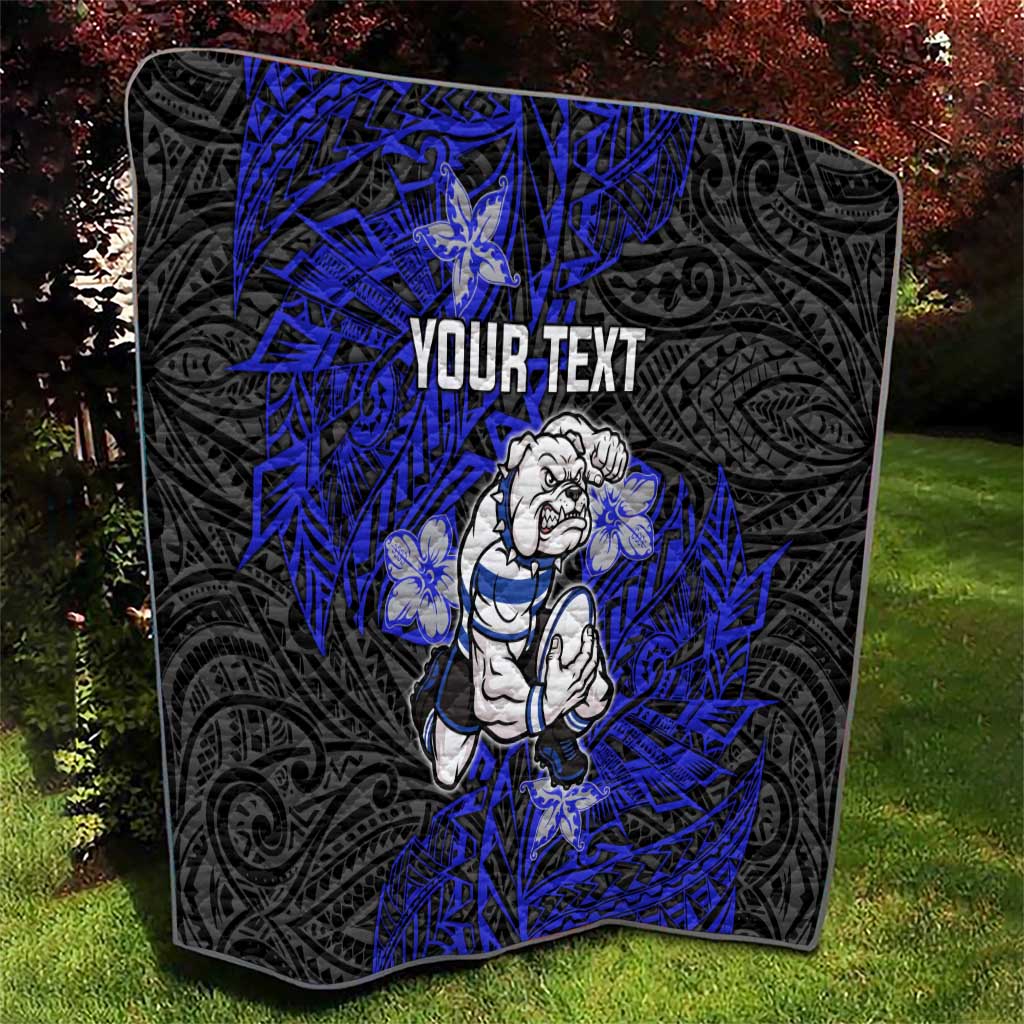 Personalised Canterbury-Bankstown Bulldogs Quilt Polynesian Tribal Pattern With Rugby Bulldog Mascot Art