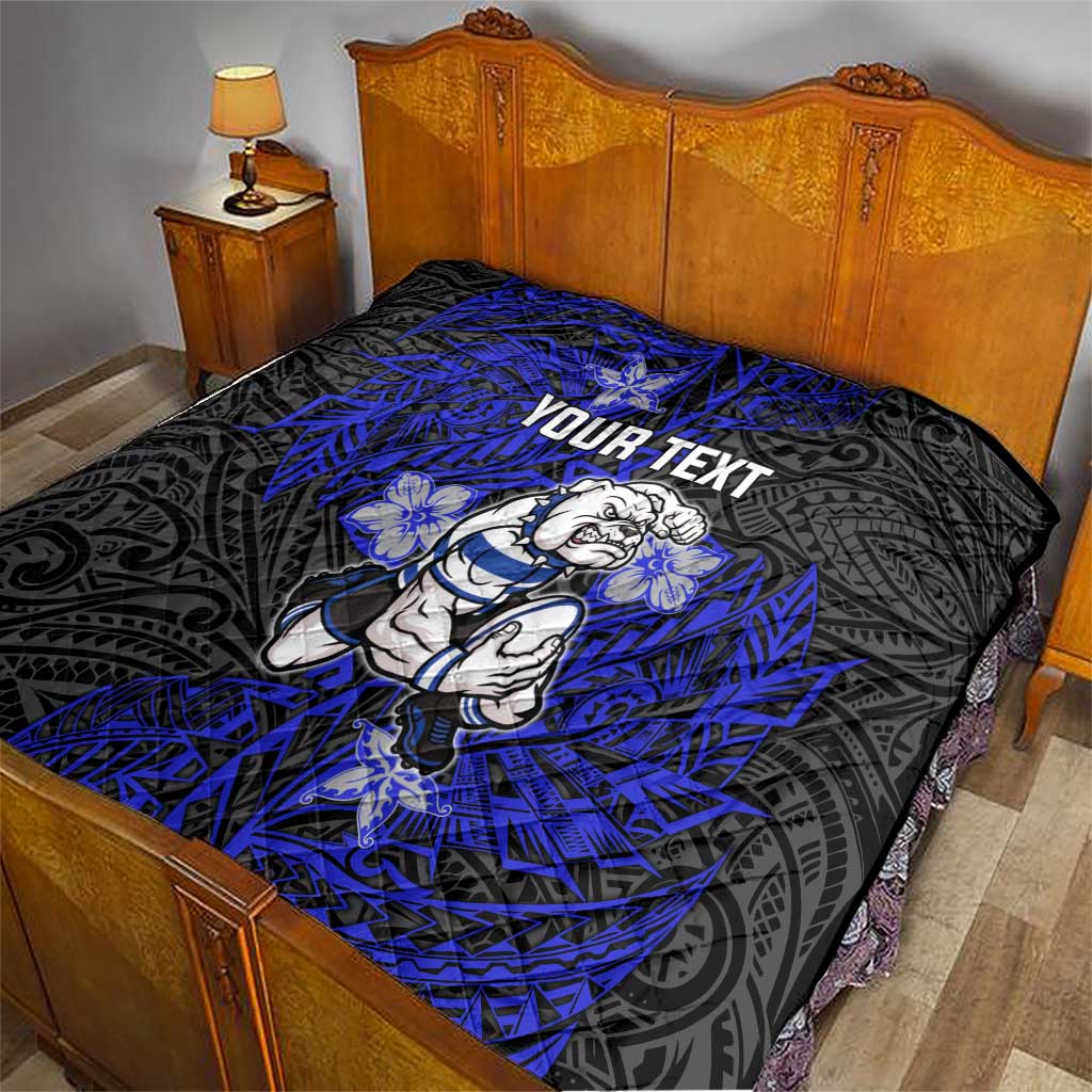 Personalised Canterbury-Bankstown Bulldogs Quilt Polynesian Tribal Pattern With Rugby Bulldog Mascot Art