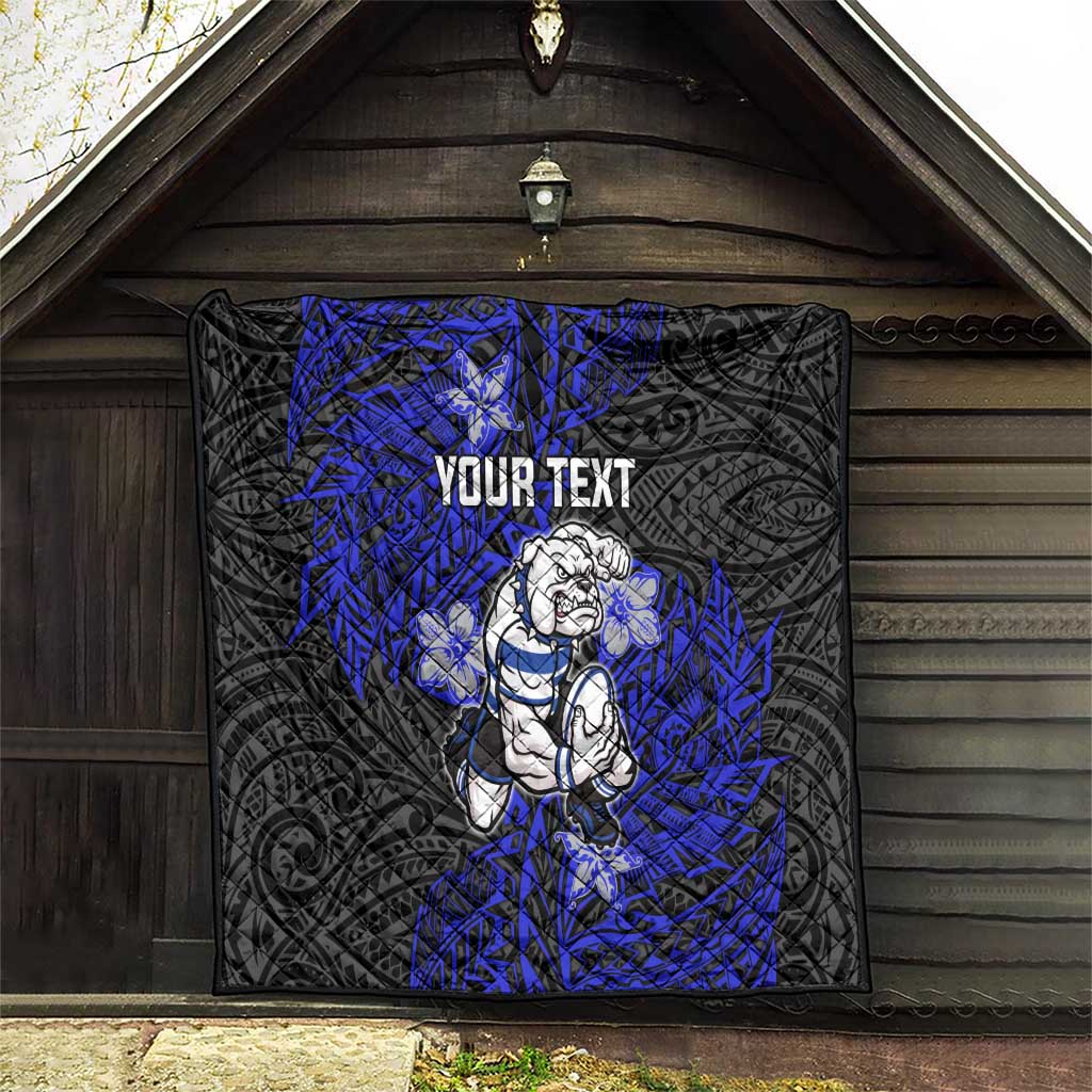 Personalised Canterbury-Bankstown Bulldogs Quilt Polynesian Tribal Pattern With Rugby Bulldog Mascot Art