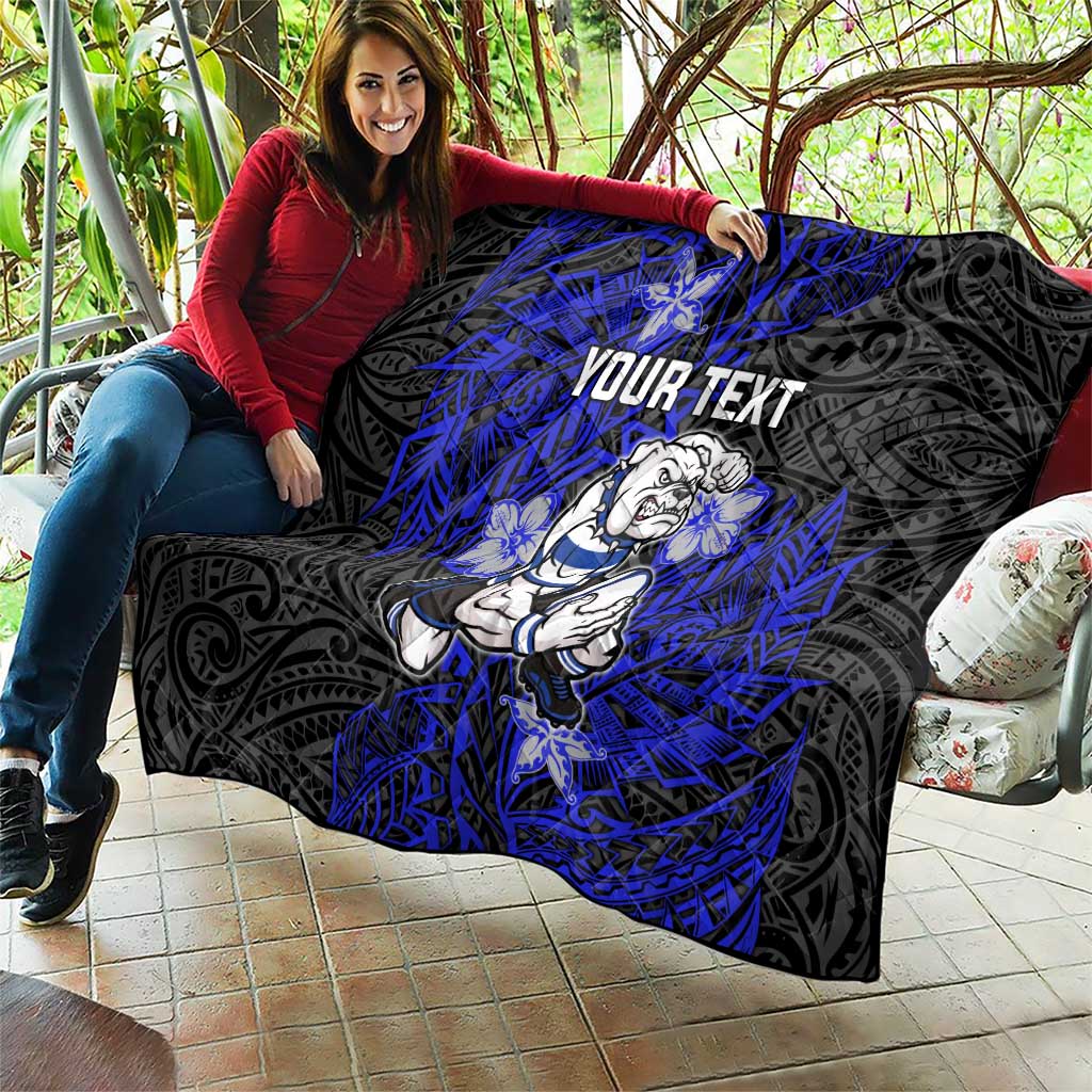Personalised Canterbury-Bankstown Bulldogs Quilt Polynesian Tribal Pattern With Rugby Bulldog Mascot Art
