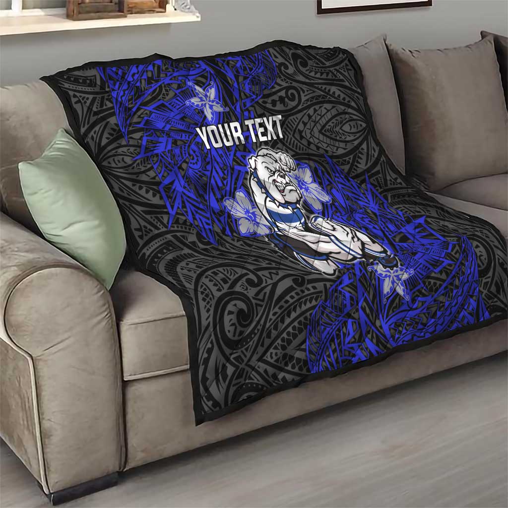 Personalised Canterbury-Bankstown Bulldogs Quilt Polynesian Tribal Pattern With Rugby Bulldog Mascot Art