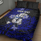 Personalised Canterbury-Bankstown Bulldogs Quilt Bed Set Polynesian Tribal Pattern With Rugby Bulldog Mascot Art
