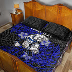Personalised Canterbury-Bankstown Bulldogs Quilt Bed Set Polynesian Tribal Pattern With Rugby Bulldog Mascot Art