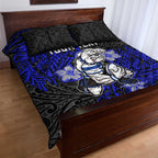 Personalised Canterbury-Bankstown Bulldogs Quilt Bed Set Polynesian Tribal Pattern With Rugby Bulldog Mascot Art