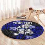 Personalised Canterbury-Bankstown Bulldogs Round Carpet Polynesian Tribal Pattern With Rugby Bulldog Mascot Art