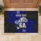 Personalised Canterbury-Bankstown Bulldogs Rubber Doormat Polynesian Tribal Pattern With Rugby Bulldog Mascot Art