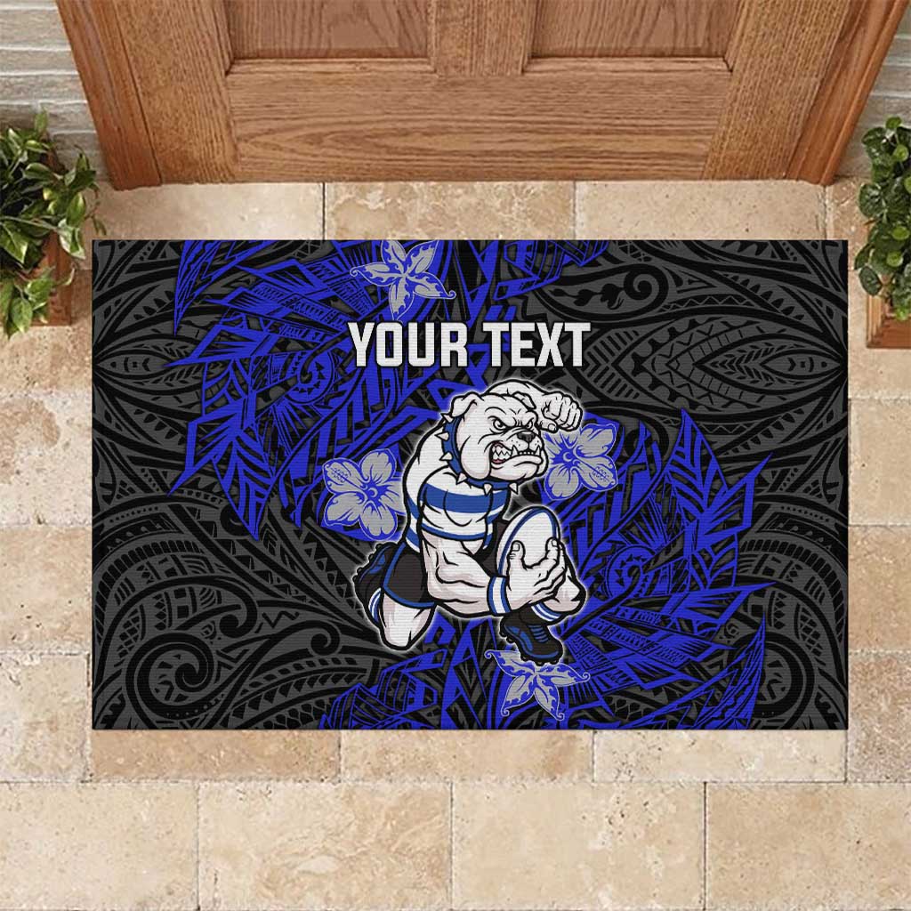 Personalised Canterbury-Bankstown Bulldogs Rubber Doormat Polynesian Tribal Pattern With Rugby Bulldog Mascot Art