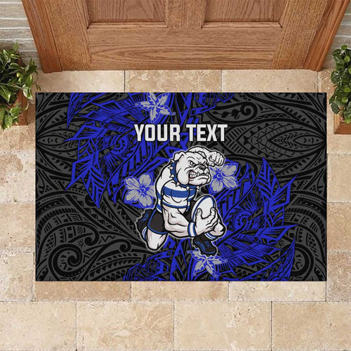 Personalised Canterbury-Bankstown Bulldogs Rubber Doormat Polynesian Tribal Pattern With Rugby Bulldog Mascot Art