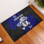 Personalised Canterbury-Bankstown Bulldogs Rubber Doormat Polynesian Tribal Pattern With Rugby Bulldog Mascot Art