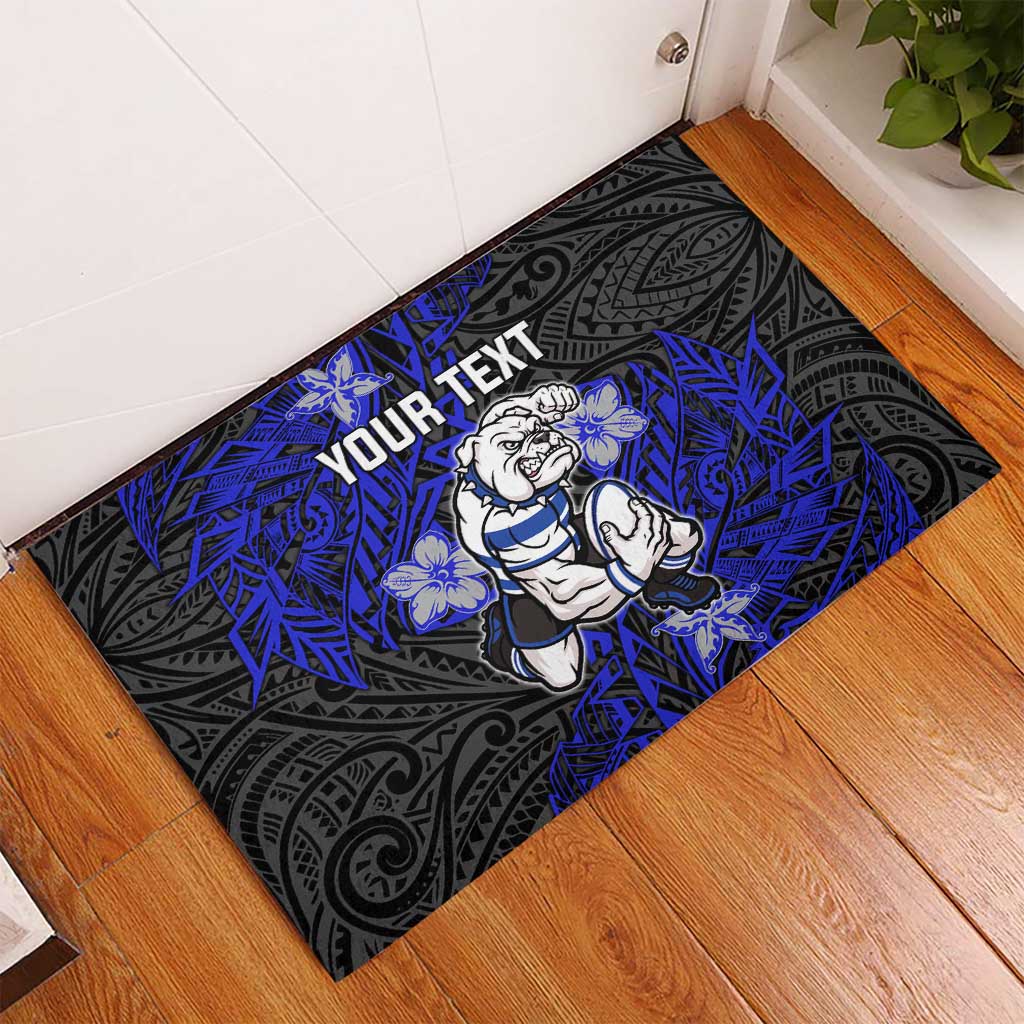 Personalised Canterbury-Bankstown Bulldogs Rubber Doormat Polynesian Tribal Pattern With Rugby Bulldog Mascot Art