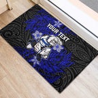 Personalised Canterbury-Bankstown Bulldogs Rubber Doormat Polynesian Tribal Pattern With Rugby Bulldog Mascot Art