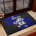 Personalised Canterbury-Bankstown Bulldogs Rubber Doormat Polynesian Tribal Pattern With Rugby Bulldog Mascot Art