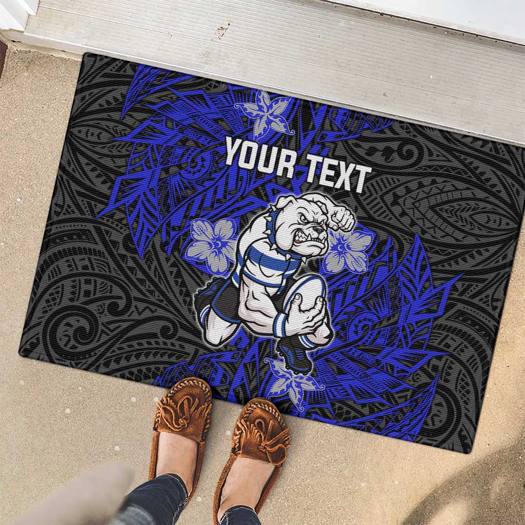 Personalised Canterbury-Bankstown Bulldogs Rubber Doormat Polynesian Tribal Pattern With Rugby Bulldog Mascot Art