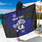 Personalised Canterbury-Bankstown Bulldogs Sarong Polynesian Tribal Pattern With Rugby Bulldog Mascot Art