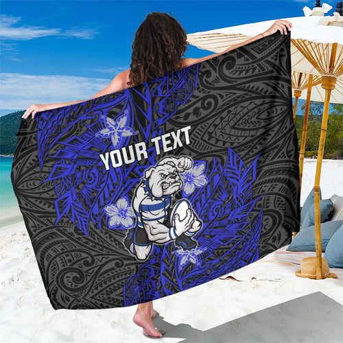Personalised Canterbury-Bankstown Bulldogs Sarong Polynesian Tribal Pattern With Rugby Bulldog Mascot Art