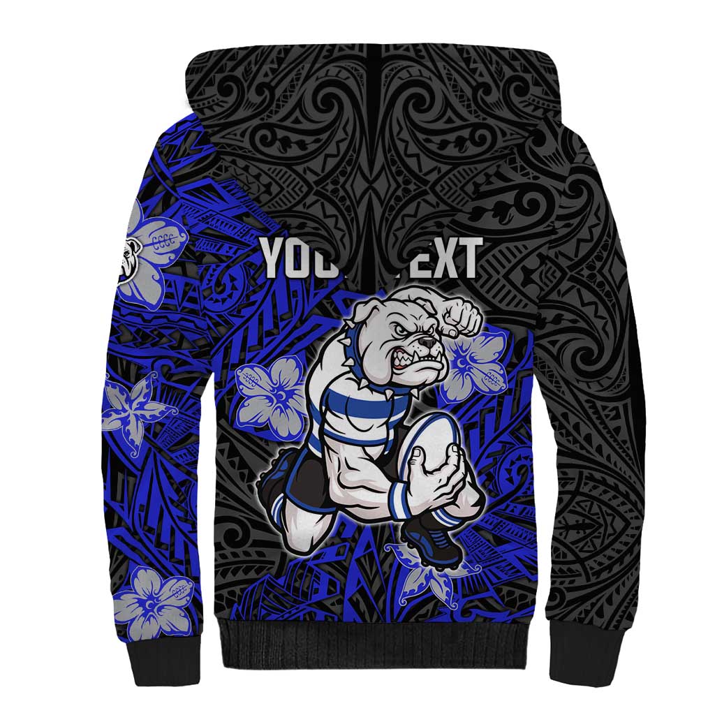Personalised Canterbury-Bankstown Bulldogs Sherpa Hoodie Polynesian Tribal Pattern With Rugby Bulldog Mascot Art