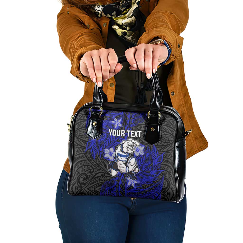 Personalised Canterbury-Bankstown Bulldogs Shoulder Handbag Polynesian Tribal Pattern With Rugby Bulldog Mascot Art