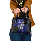 Personalised Canterbury-Bankstown Bulldogs Shoulder Handbag Polynesian Tribal Pattern With Rugby Bulldog Mascot Art