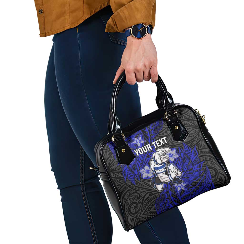 Personalised Canterbury-Bankstown Bulldogs Shoulder Handbag Polynesian Tribal Pattern With Rugby Bulldog Mascot Art