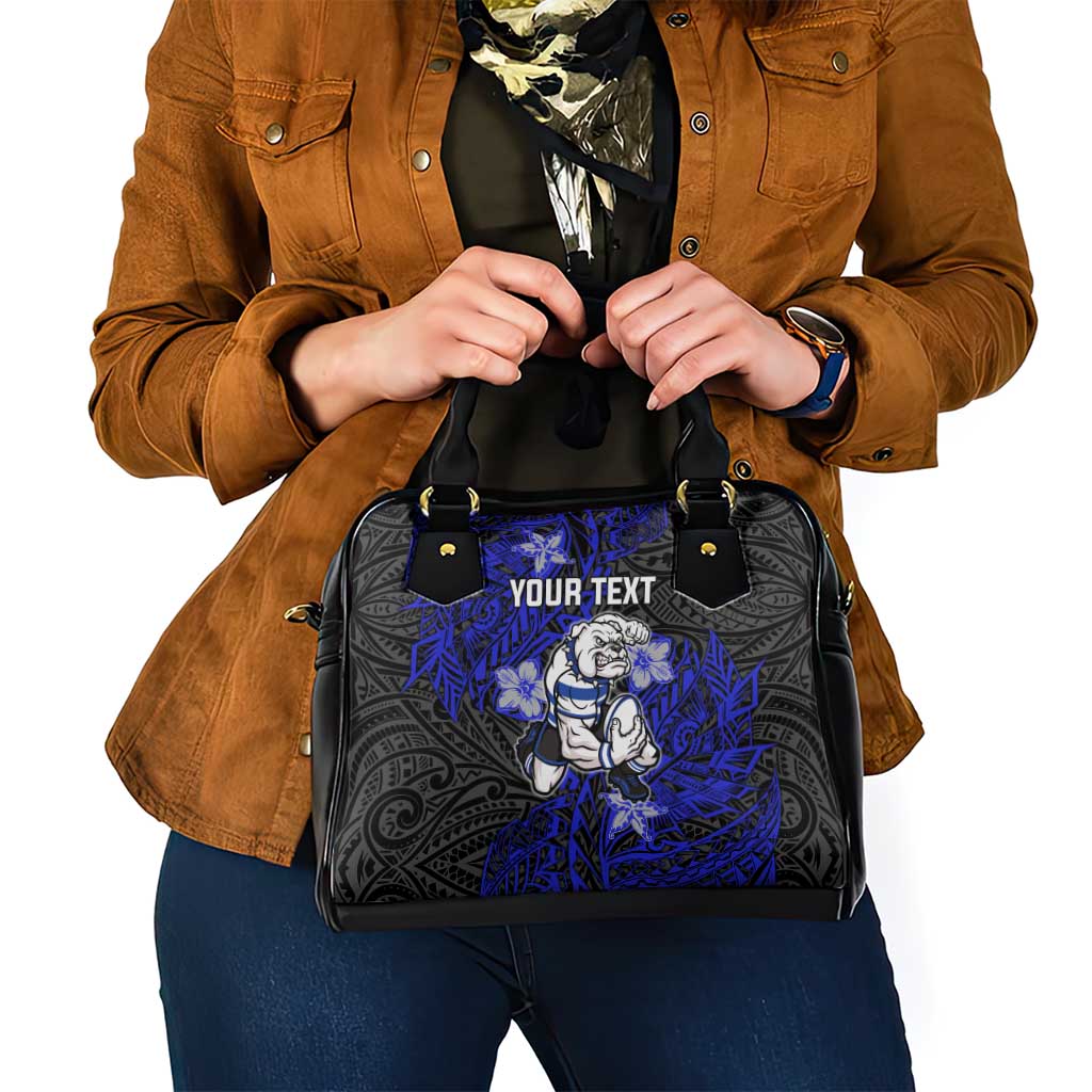 Personalised Canterbury-Bankstown Bulldogs Shoulder Handbag Polynesian Tribal Pattern With Rugby Bulldog Mascot Art