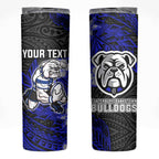 Personalised Canterbury-Bankstown Bulldogs Skinny Tumbler Polynesian Tribal Pattern With Rugby Bulldog Mascot Art