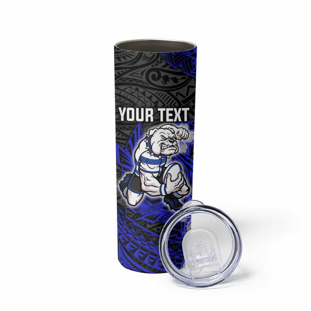 Personalised Canterbury-Bankstown Bulldogs Skinny Tumbler Polynesian Tribal Pattern With Rugby Bulldog Mascot Art