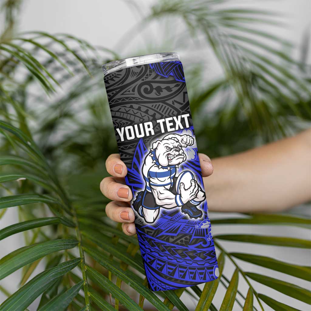 Personalised Canterbury-Bankstown Bulldogs Skinny Tumbler Polynesian Tribal Pattern With Rugby Bulldog Mascot Art