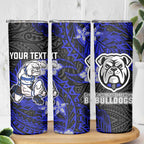 Personalised Canterbury-Bankstown Bulldogs Skinny Tumbler Polynesian Tribal Pattern With Rugby Bulldog Mascot Art