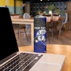 Personalised Canterbury-Bankstown Bulldogs Skinny Tumbler Polynesian Tribal Pattern With Rugby Bulldog Mascot Art