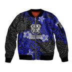 Personalised Canterbury-Bankstown Bulldogs Sleeve Zip Bomber Jacket Polynesian Tribal Pattern With Rugby Bulldog Mascot Art