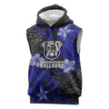 Personalised Canterbury-Bankstown Bulldogs Sleeveless Hoodie Polynesian Tribal Pattern With Rugby Bulldog Mascot Art