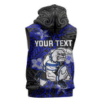 Personalised Canterbury-Bankstown Bulldogs Sleeveless Hoodie Polynesian Tribal Pattern With Rugby Bulldog Mascot Art