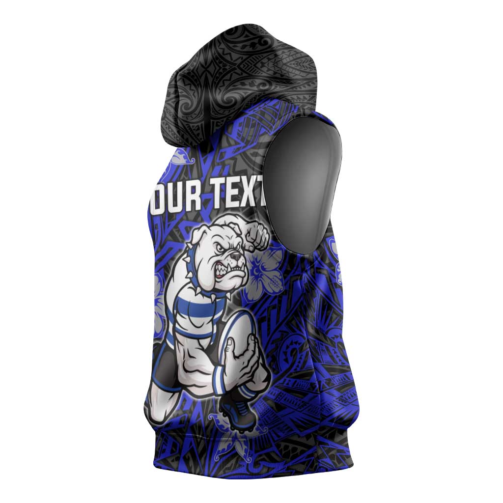 Personalised Canterbury-Bankstown Bulldogs Sleeveless Hoodie Polynesian Tribal Pattern With Rugby Bulldog Mascot Art