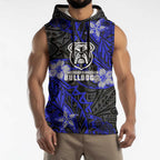 Personalised Canterbury-Bankstown Bulldogs Sleeveless Hoodie Polynesian Tribal Pattern With Rugby Bulldog Mascot Art