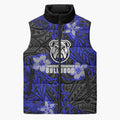 Personalised Canterbury-Bankstown Bulldogs Sleeveless Puffer Jacket Polynesian Tribal Pattern With Rugby Bulldog Mascot Art