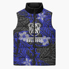 Personalised Canterbury-Bankstown Bulldogs Sleeveless Puffer Jacket Polynesian Tribal Pattern With Rugby Bulldog Mascot Art