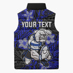 Personalised Canterbury-Bankstown Bulldogs Sleeveless Puffer Jacket Polynesian Tribal Pattern With Rugby Bulldog Mascot Art
