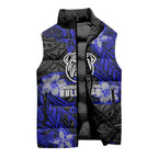 Personalised Canterbury-Bankstown Bulldogs Sleeveless Puffer Jacket Polynesian Tribal Pattern With Rugby Bulldog Mascot Art
