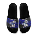 Personalised Canterbury-Bankstown Bulldogs Slide Sandals Polynesian Tribal Pattern With Rugby Bulldog Mascot Art