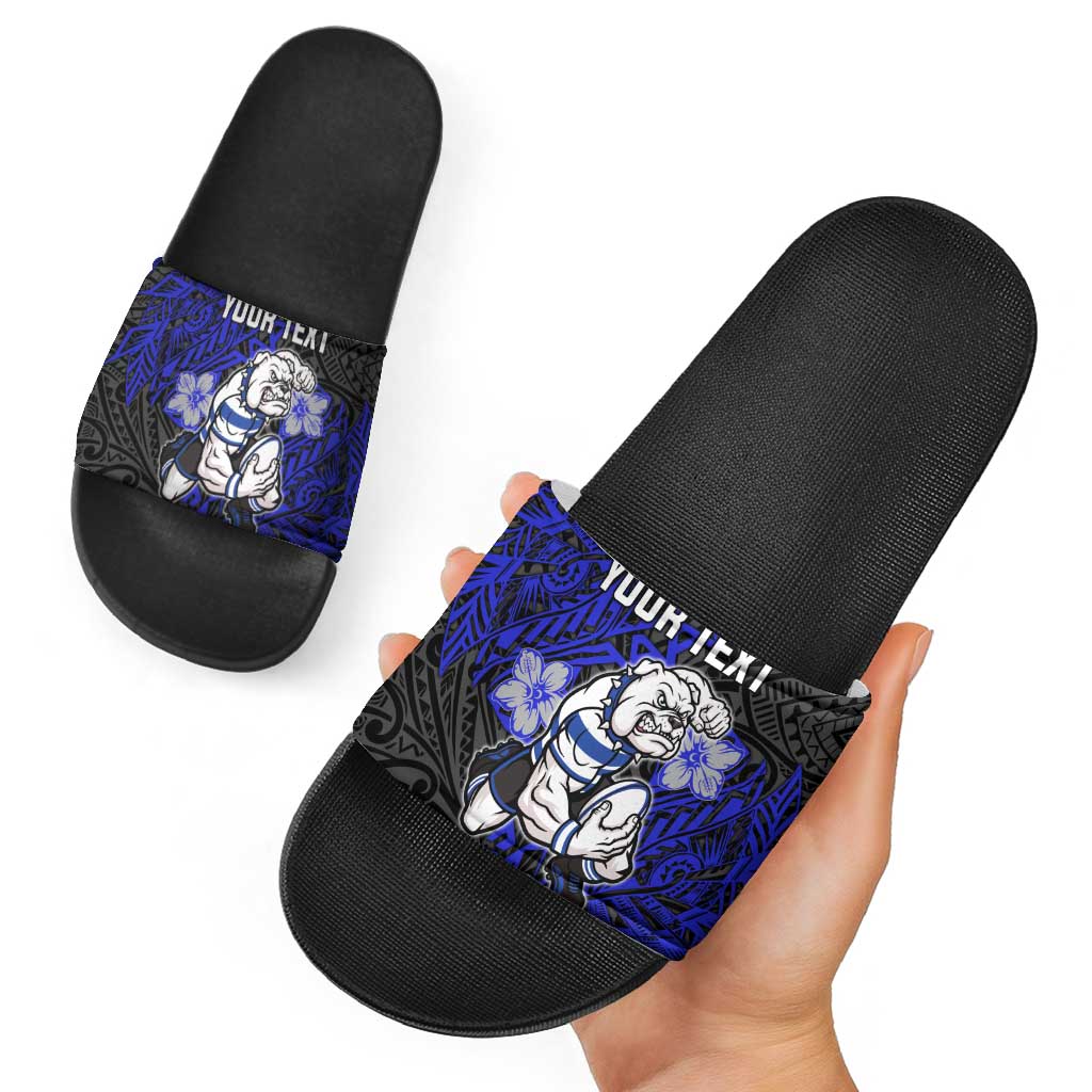 Personalised Canterbury-Bankstown Bulldogs Slide Sandals Polynesian Tribal Pattern With Rugby Bulldog Mascot Art