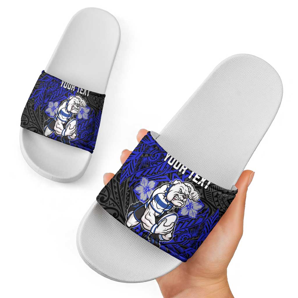 Personalised Canterbury-Bankstown Bulldogs Slide Sandals Polynesian Tribal Pattern With Rugby Bulldog Mascot Art